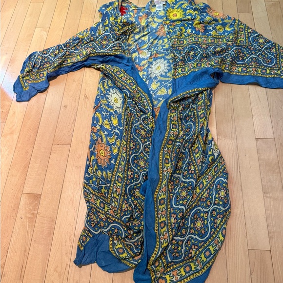 Free People Blue and Yellow Floral Kimono - Picture 2 of 7